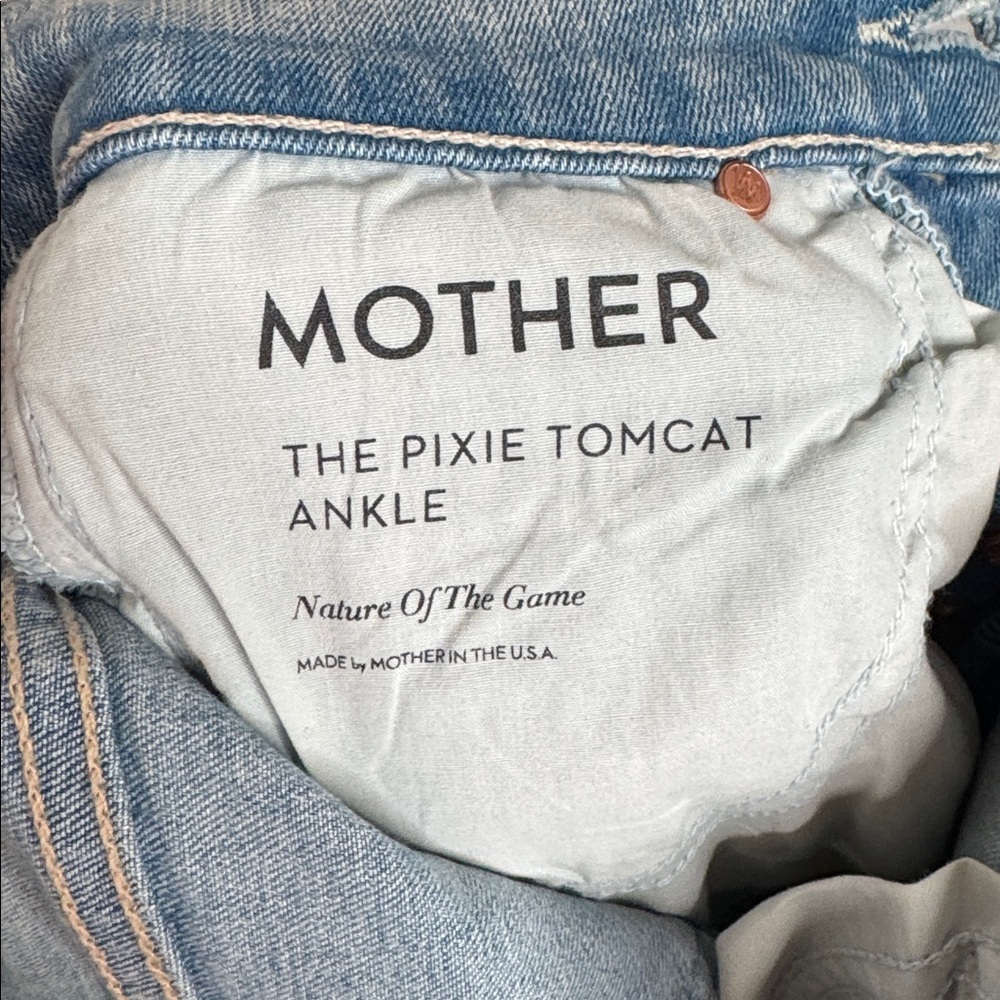 Mother The Pixie Tomcat Ankle Jeans 25 Nature of the Game Distressed Light Wash - Picture 6 of 11